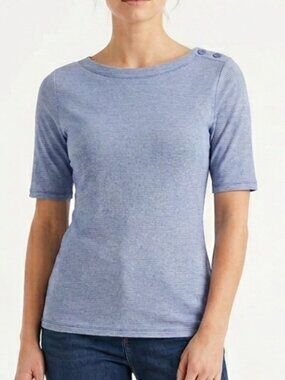 Women’s Short-Sleeve Boatneck Tee in Heather Blue
